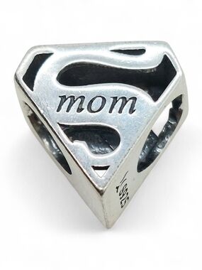 'SUPERMOM' Charm for Bracelet or Necklace, 925 Sterling Silver